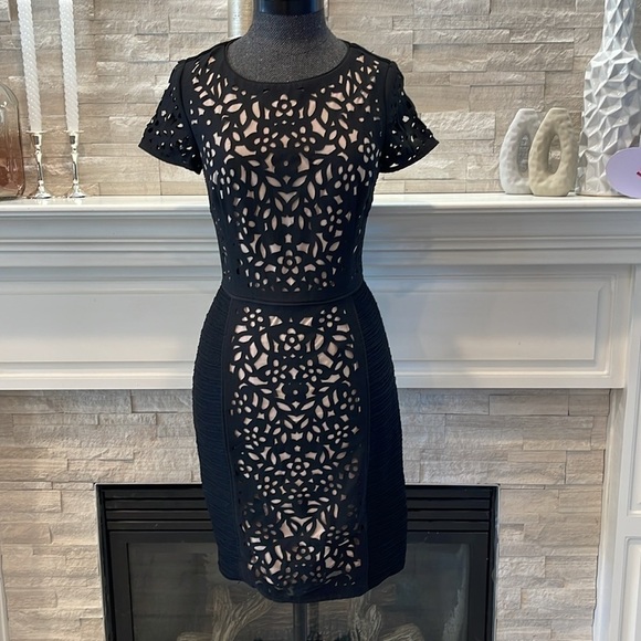 Maeve Laser Cut Basalt Sheath Dress Anthro Size 4 - Picture 1 of 9